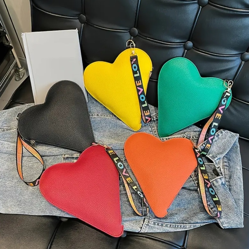 Heart-Shaped Clutches with Zipper Closure-One